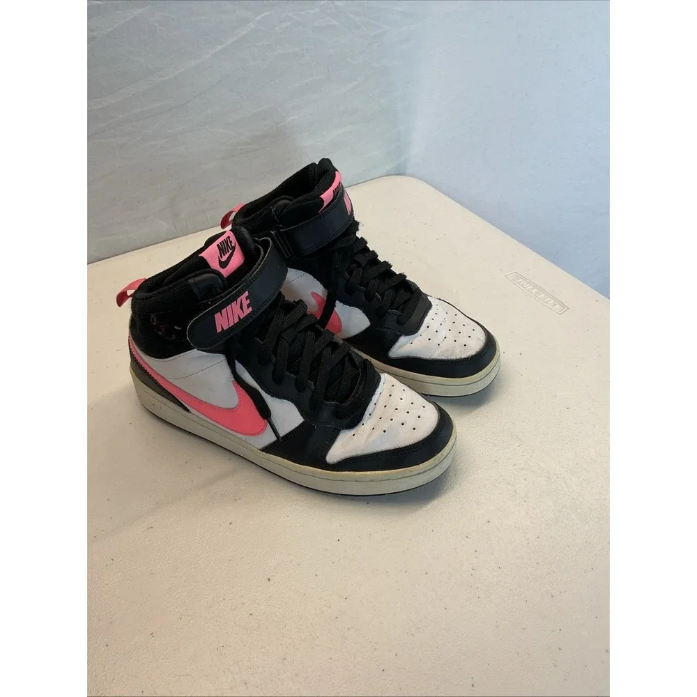 Nike Court Borough Mid 2 7Y BLACK AND PINK